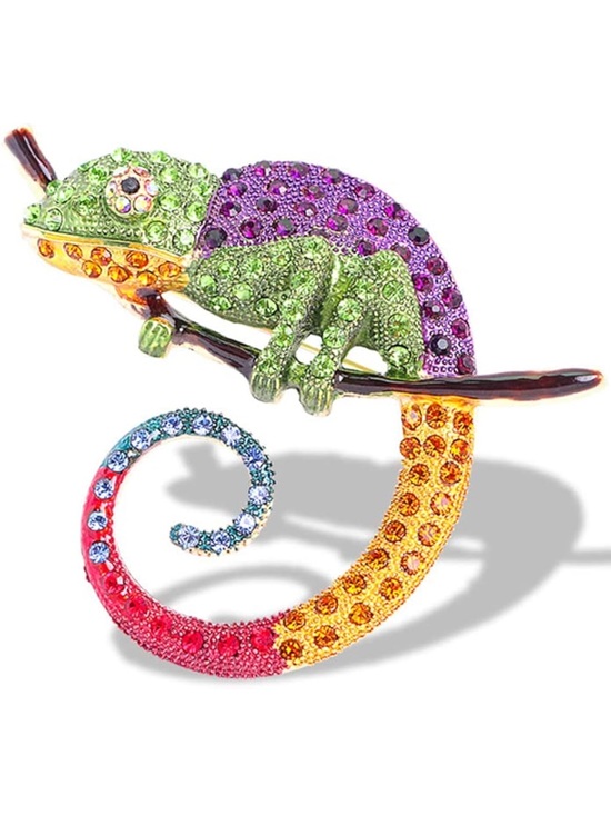 Anthropologie Jewelry - Anthropologie Multicolor Crystal Chameleon Brooch